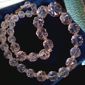 Art Deco  Pink and Blue Czech Glass Bead Necklace